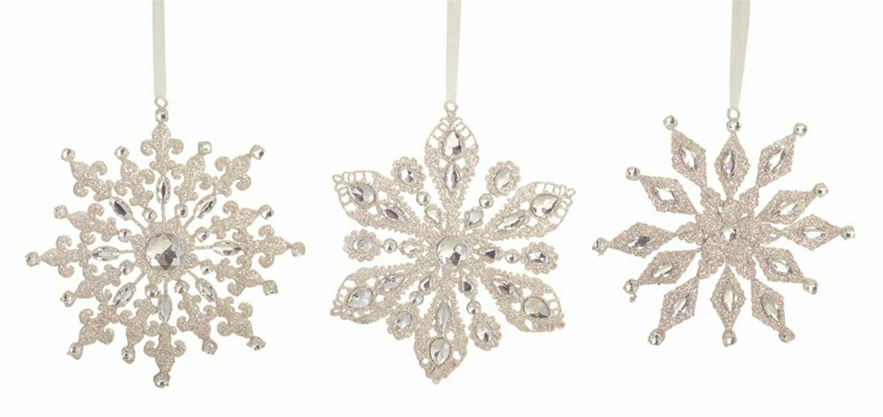 GEM SNOWFLAKE ORNAMENT, 3 Styles | 7" (sold separately)