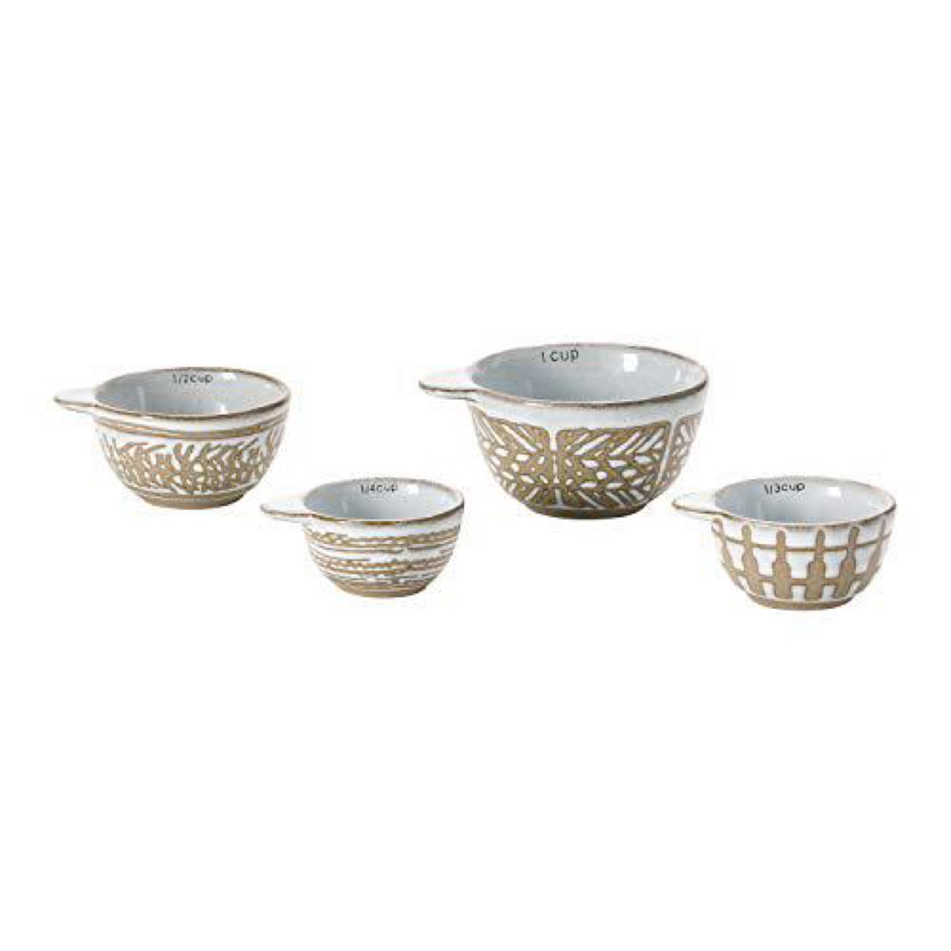 Stoneware Measuring Cups with Wax Relief Pattern