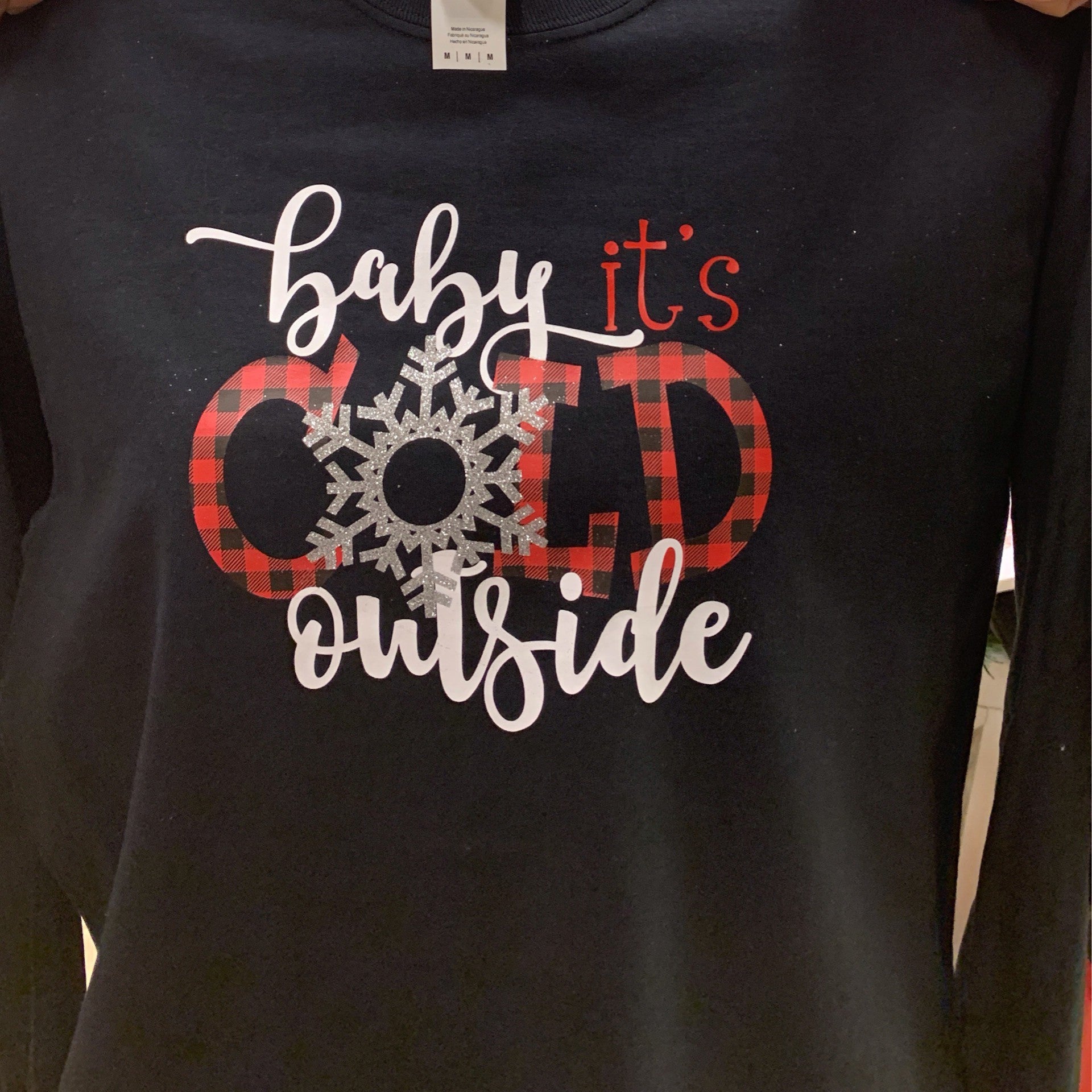 Adult Tee - Baby It's Cold Outside "Vinyl" Black LS Tee | All Sizes