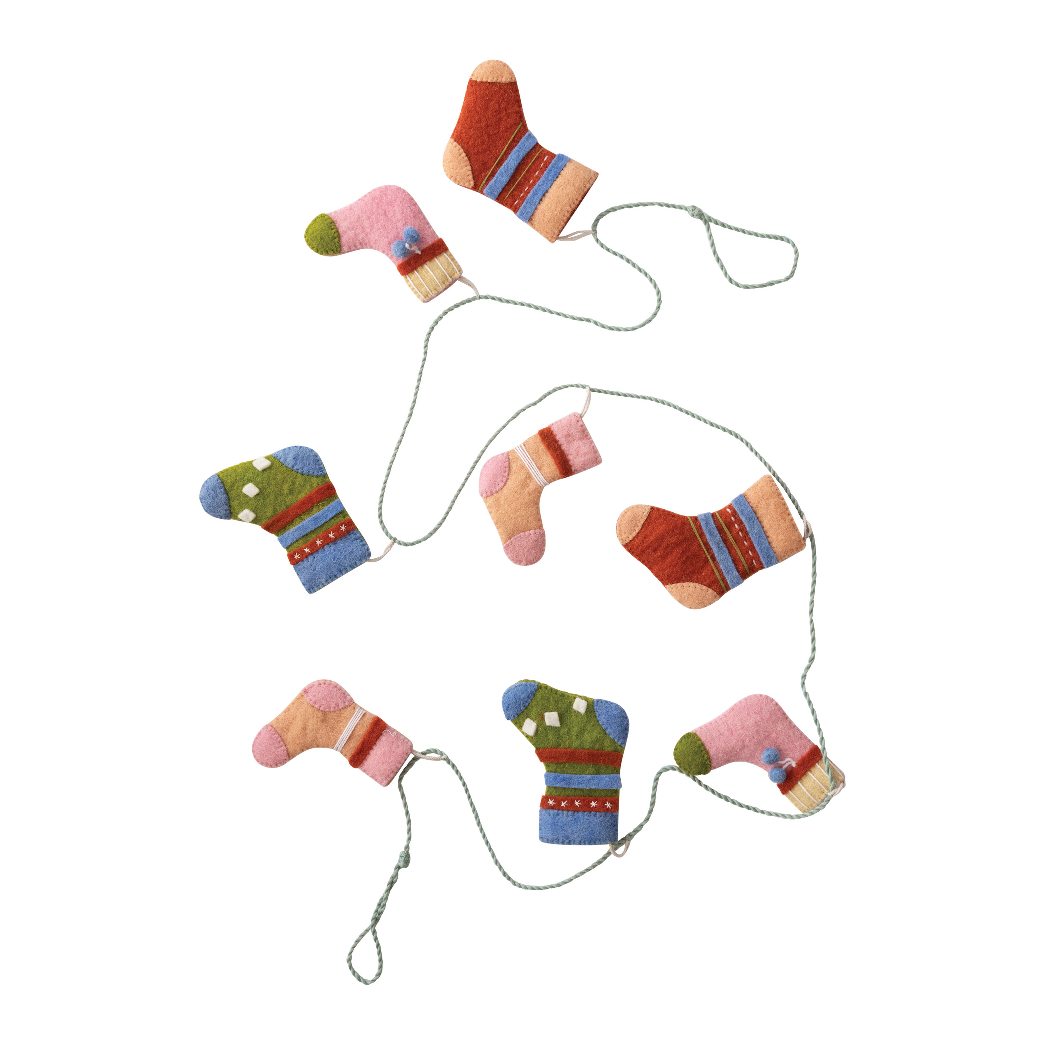 Wool Felt Stocking Garland | 72"'L