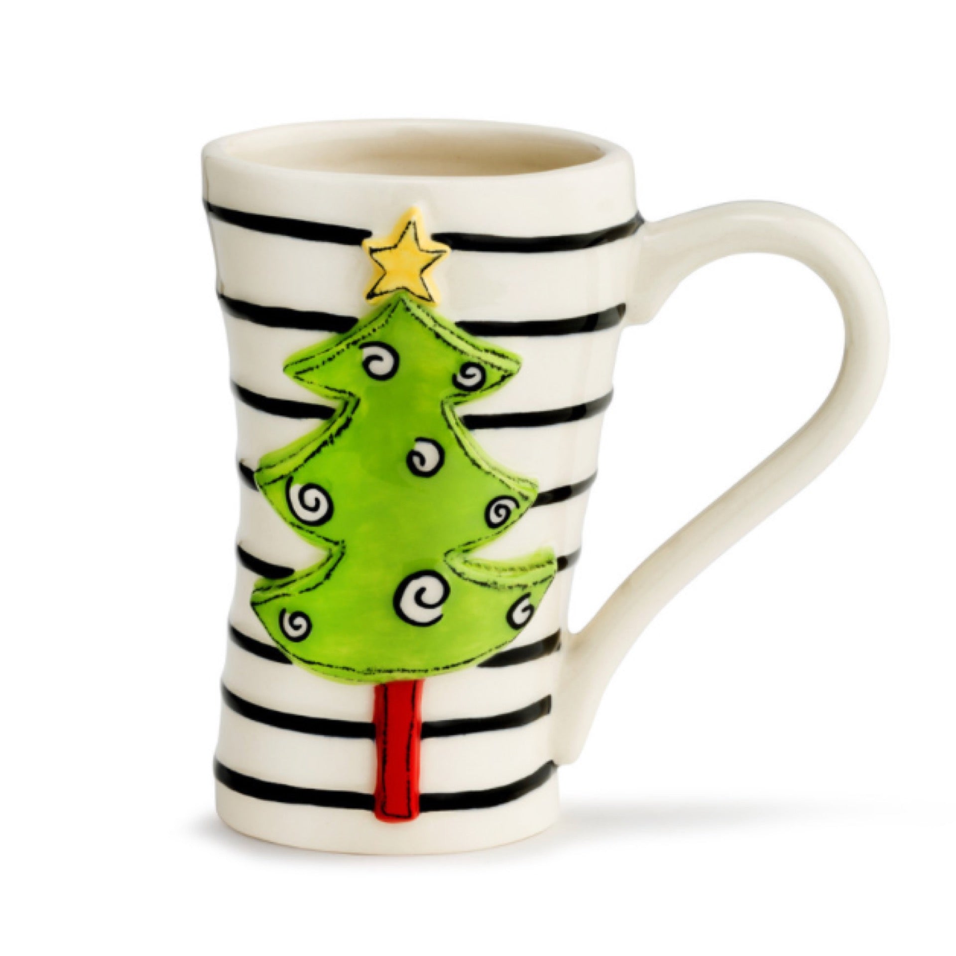Holiday Tree Striped Black and White 16 Oz Coffee Mug