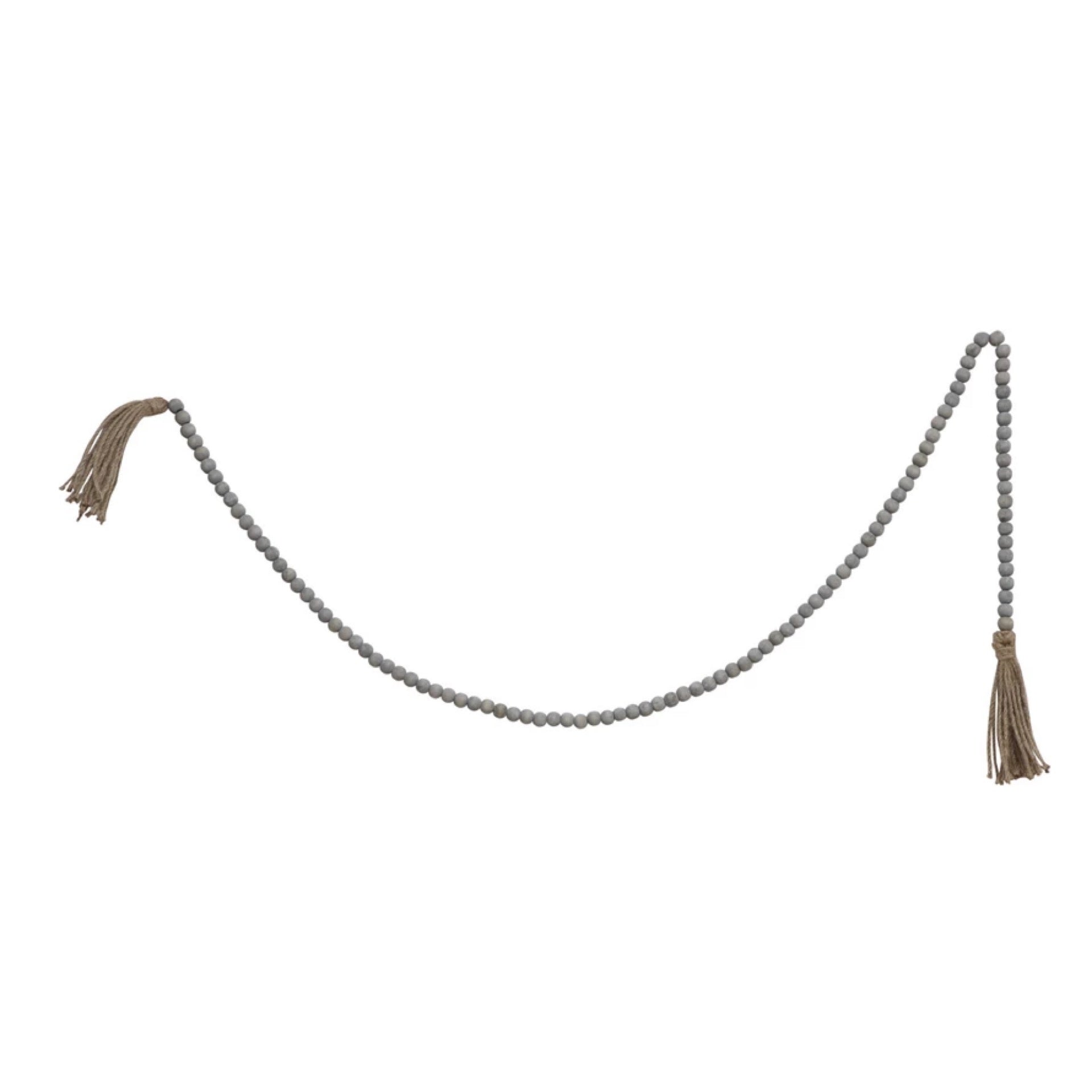 Jute and Wood Bead Garland with Tassels | 72"