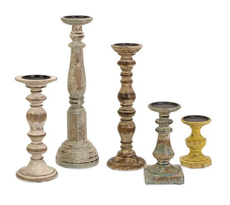 Kanan Wood Candleholders, Distressed