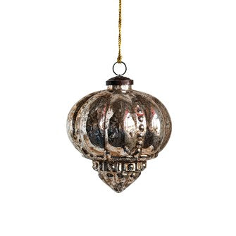 Embossed Mercury Glass Ornament, Antique Copper w/Silver Finish | 5.5"