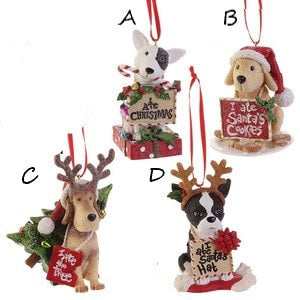 Christmas Pup Ornament, 4 styles | 3.75" (sold separately)