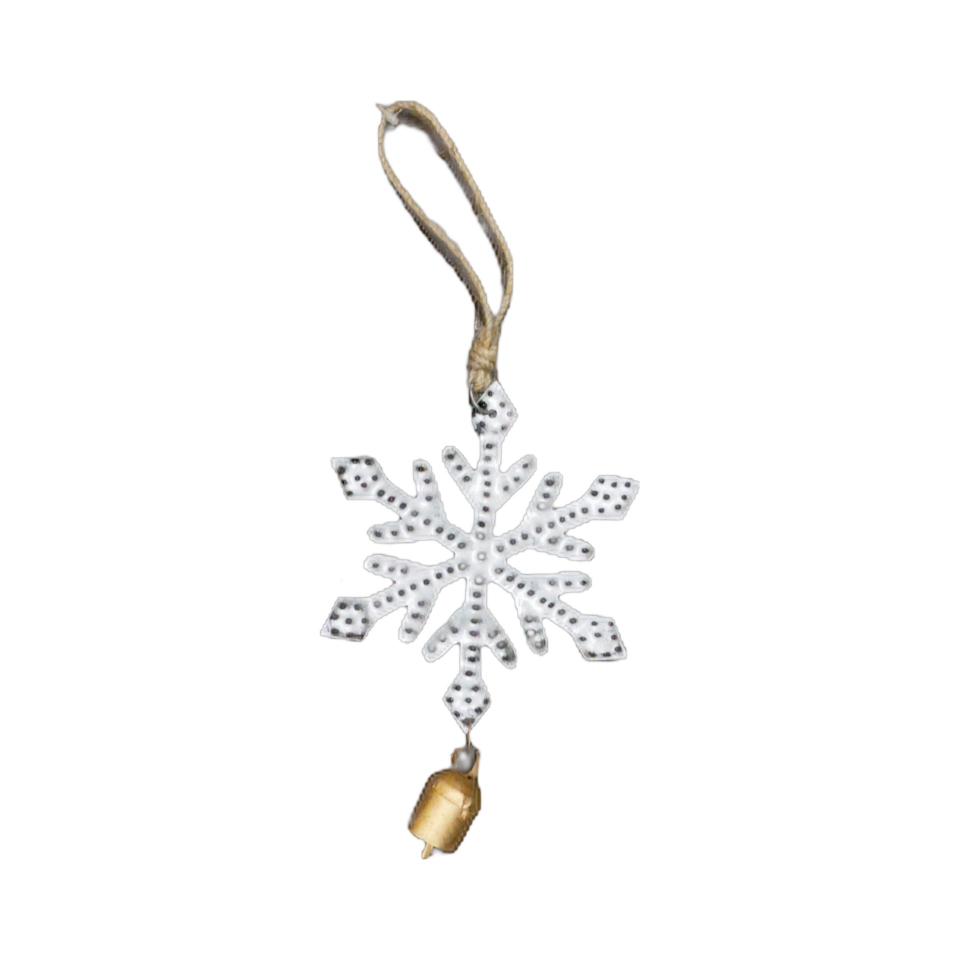 Snowflake w/Gold Bell Ornament