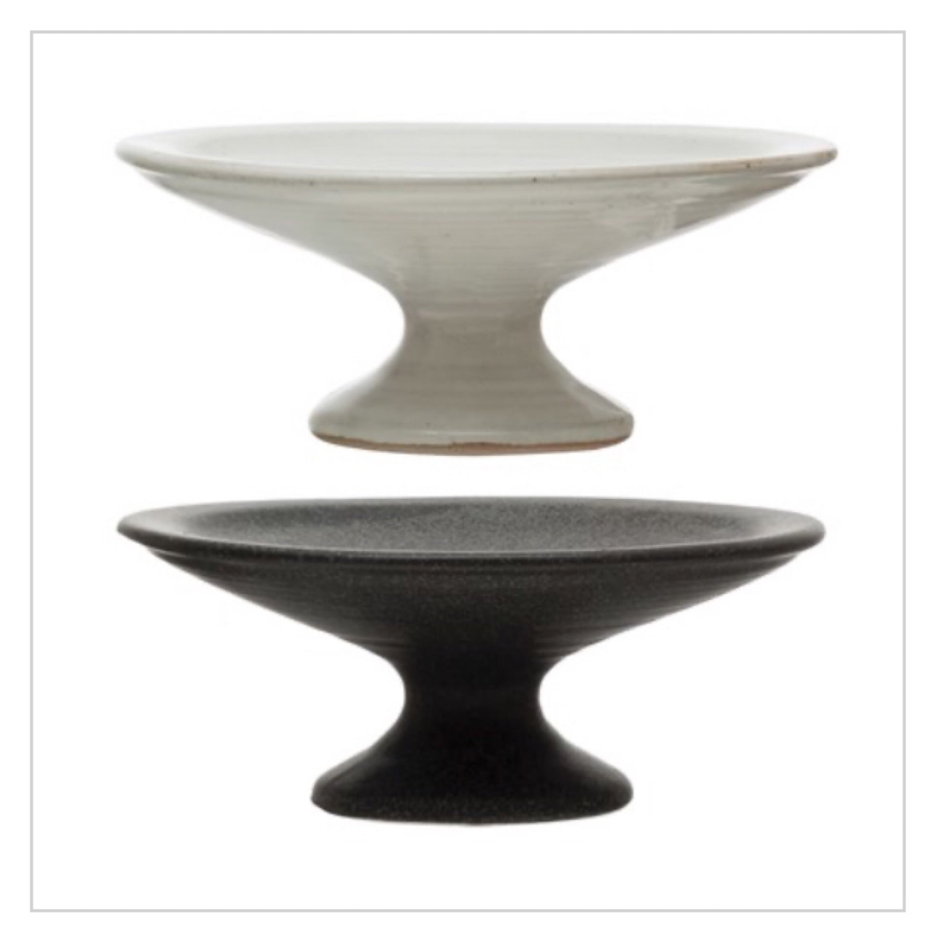Stoneware Pedestals with Matte Finish, 2 Colors