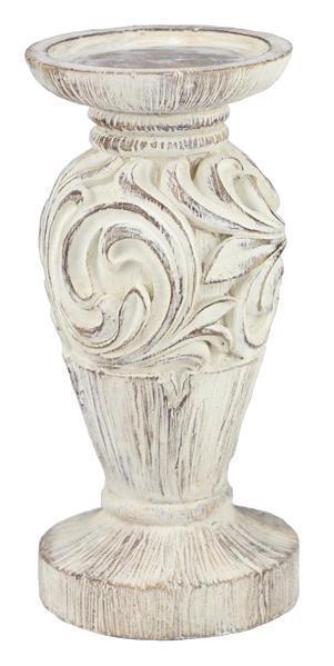 White Antique Candle Holder | 8.5"