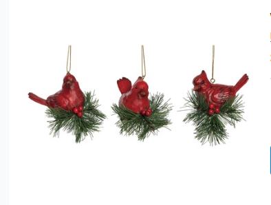 Cardinal w/Holly Orn | 3 styles
