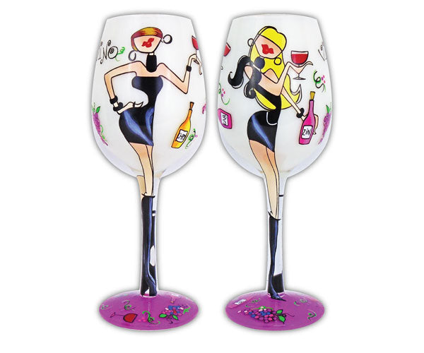 BottomsUp "Wine Divas" Wine Glass, 16oz. | 9"H