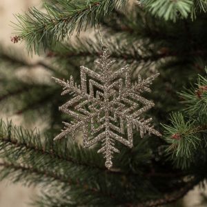 SET/6 SNOWFLAKES CHAMPAGNE GLITTER ASSORT OF THREE STYLES