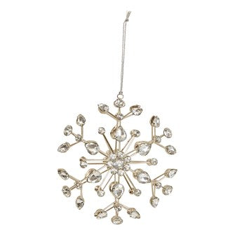 Glass Jewel & Metal Snowflake Ornament, Silver Finish | 5.5"