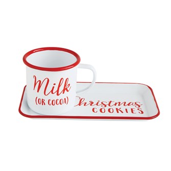Enameled Tin Tray & Cup Set | 2 pcs.