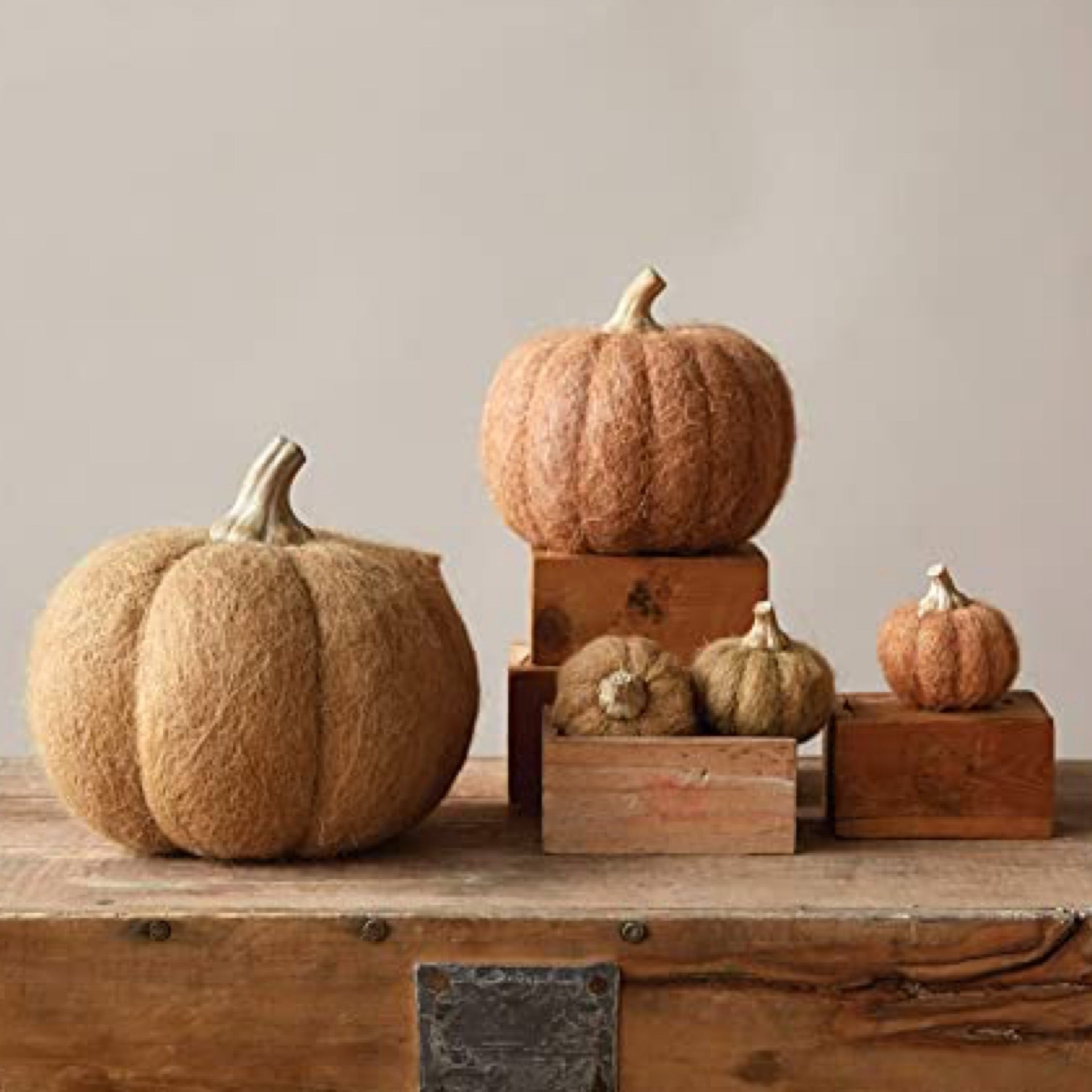 Felt Pumpkin, Tan | 5.5" x 6.25"H