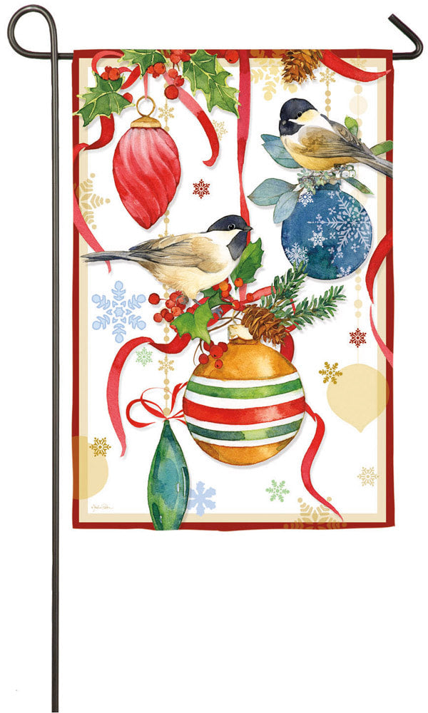 Ornamental Chickadees Satin Garden Flag