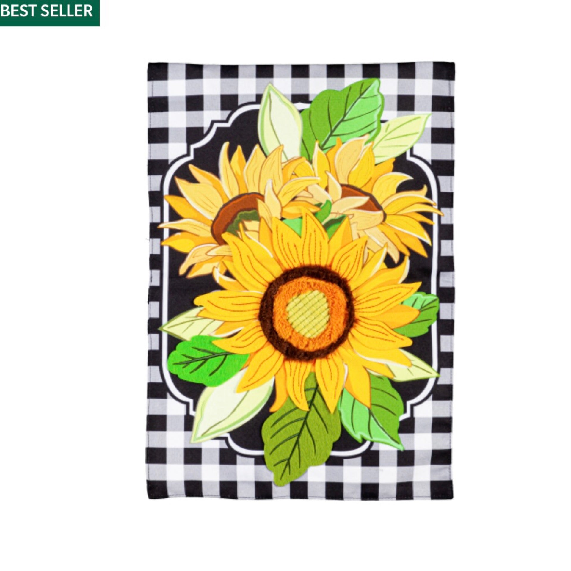 Sunflowers and Checks Garden Linen Flag