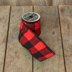 RIBBON - RED BUFFALO CHECK 4”X10YD