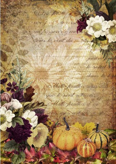 Rice Paper A3 Decoupage Queen Autumn Message