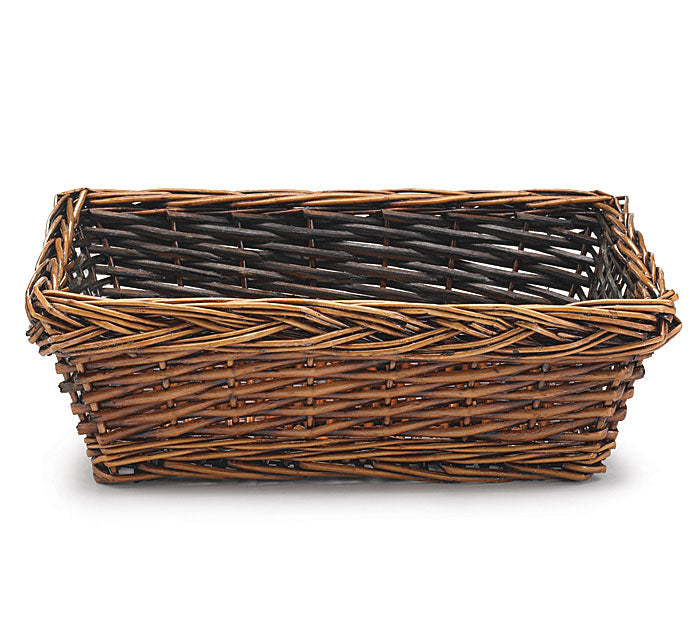 Dark Stain Willow Rectangle Basket | 12"