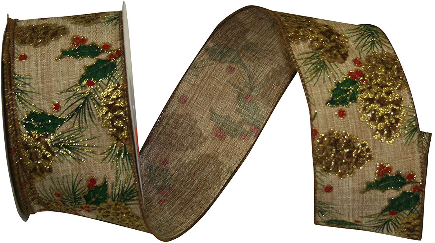 BOW - HOLLY PINECONE CUSTOM 2.5"X5YDS