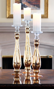 Glass Candle Holders Gold, Set of 3