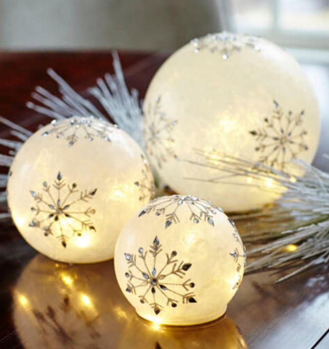 LED Snowflake Globes w/Timer Set