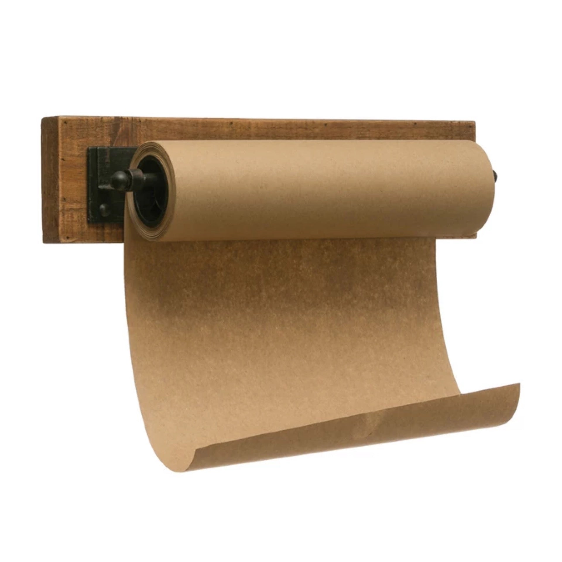 Wood and Metal Wall Bracket with Paper Roll