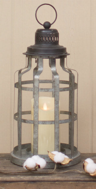 Galvanized Round Cage Lantern | 19.5"H