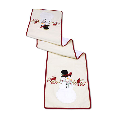Snowman with Cardinal Table Runner | 70 x 13.5"