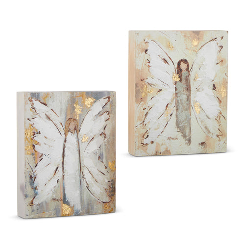 ANGEL BLOCK WALL ART 10"  |2 Assorted