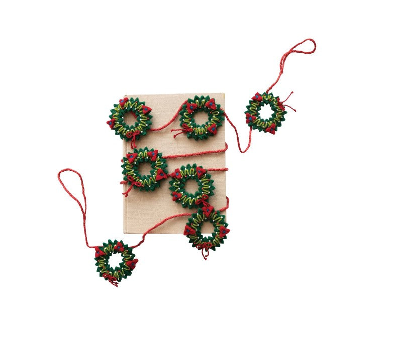 Handmade Wool Felt Holiday Wreaths Garland