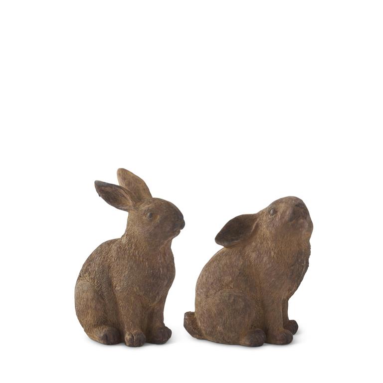 Textured Brown Resin Rabbits