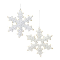SNOWFLAKE COOKIE ORNAMENT (2 ASST) 5.5”H CLAY DOUGH