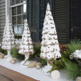 LIGHTED WHITE GLASS TREE | 16"