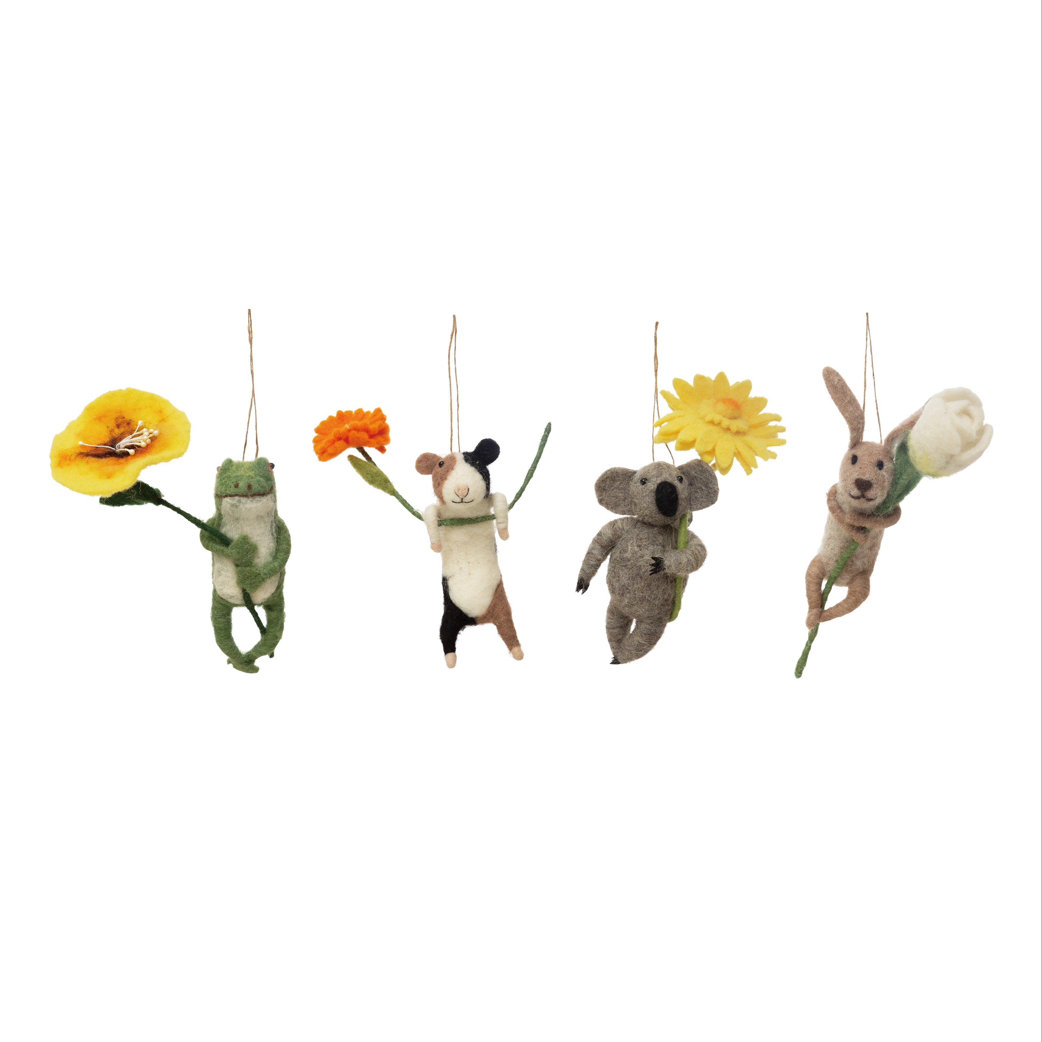 Wool Felt Animal Ornament with Flower