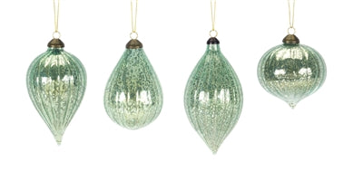 GREEN GLASS ORNAMENT, 4 Styles | 6" (sold separately)
