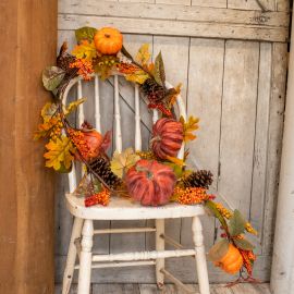 Pumpkin, Berries,& Maple Leaf Garland 6ft.