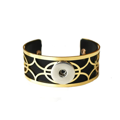 LATTICE GOLD LEATHER SNAP JEWEL CUFF