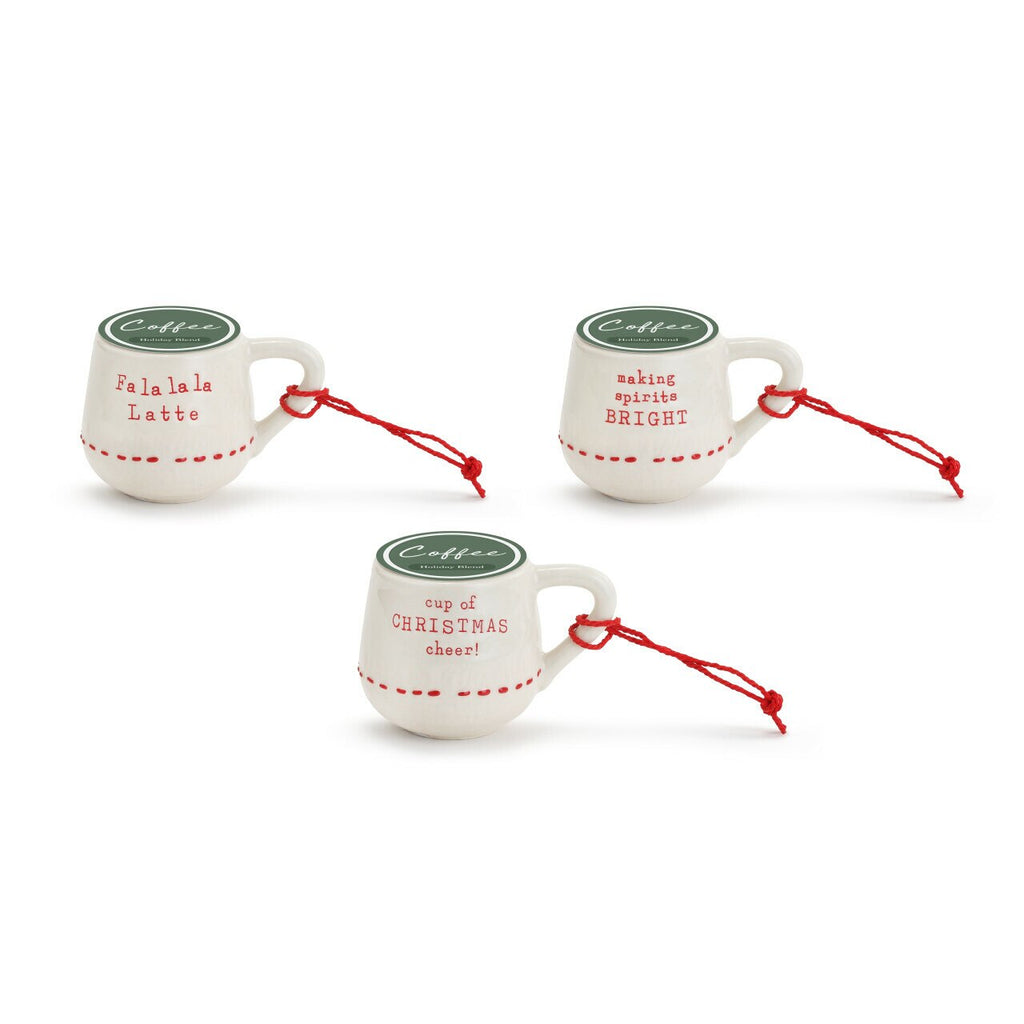 Red & White Coffee Pod Mug Ornament, 3 Styles | 2.5" (sold separately)
