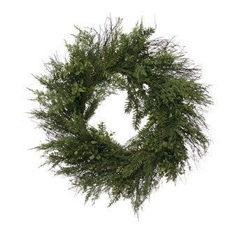 Round Faux Boxwood & Pine Wreath | 30"