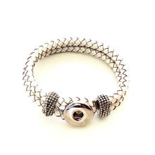 Braided White Leather Snap Jewel Bracelet