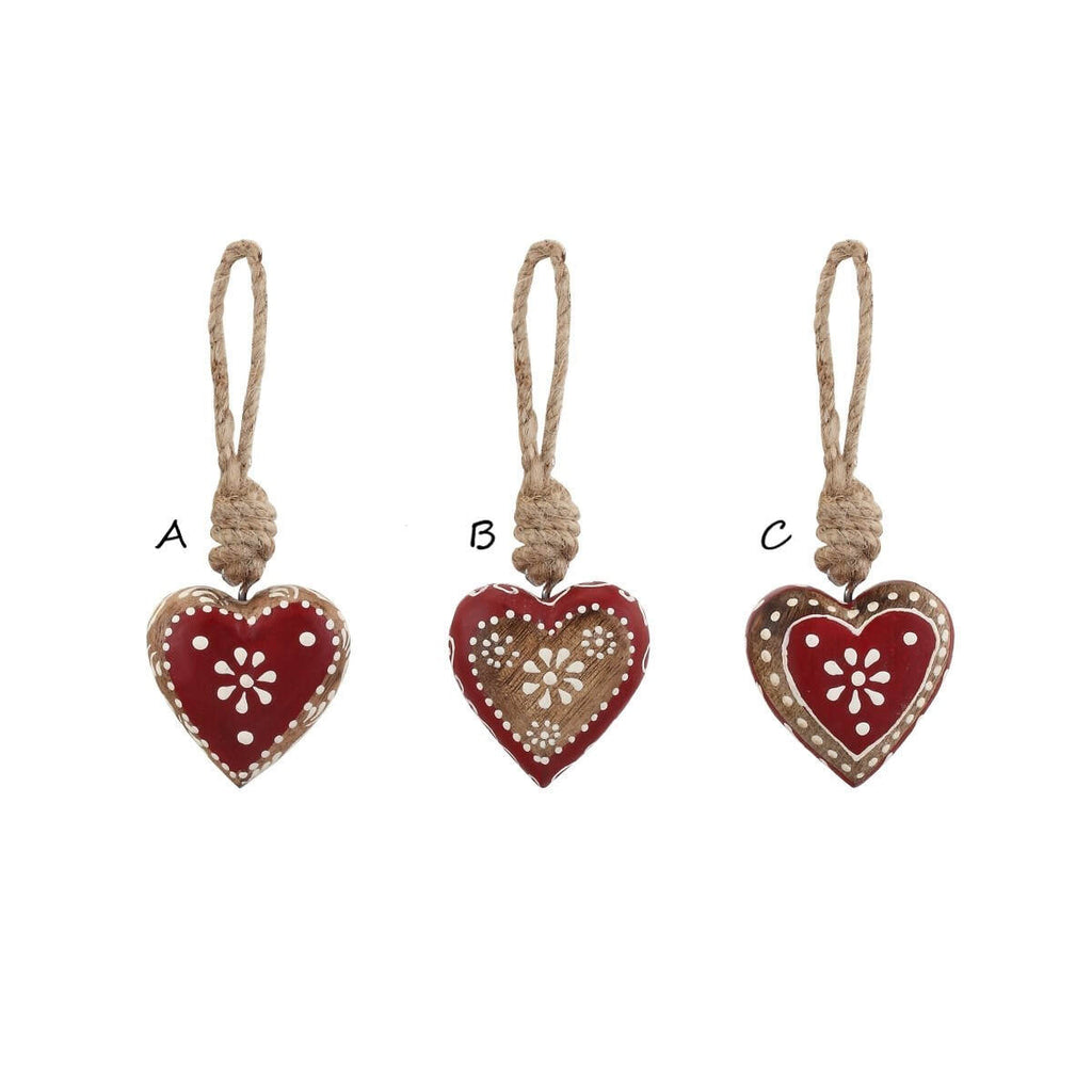 SMALL GINGERBREAD WOOD HEARTS, 3 styles