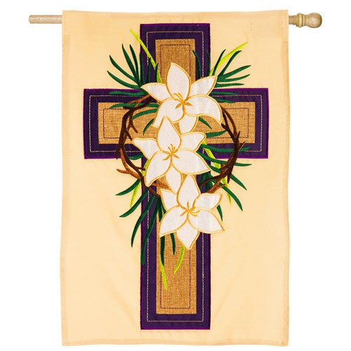 Easter Cross Applique House Flag | 28X44"
