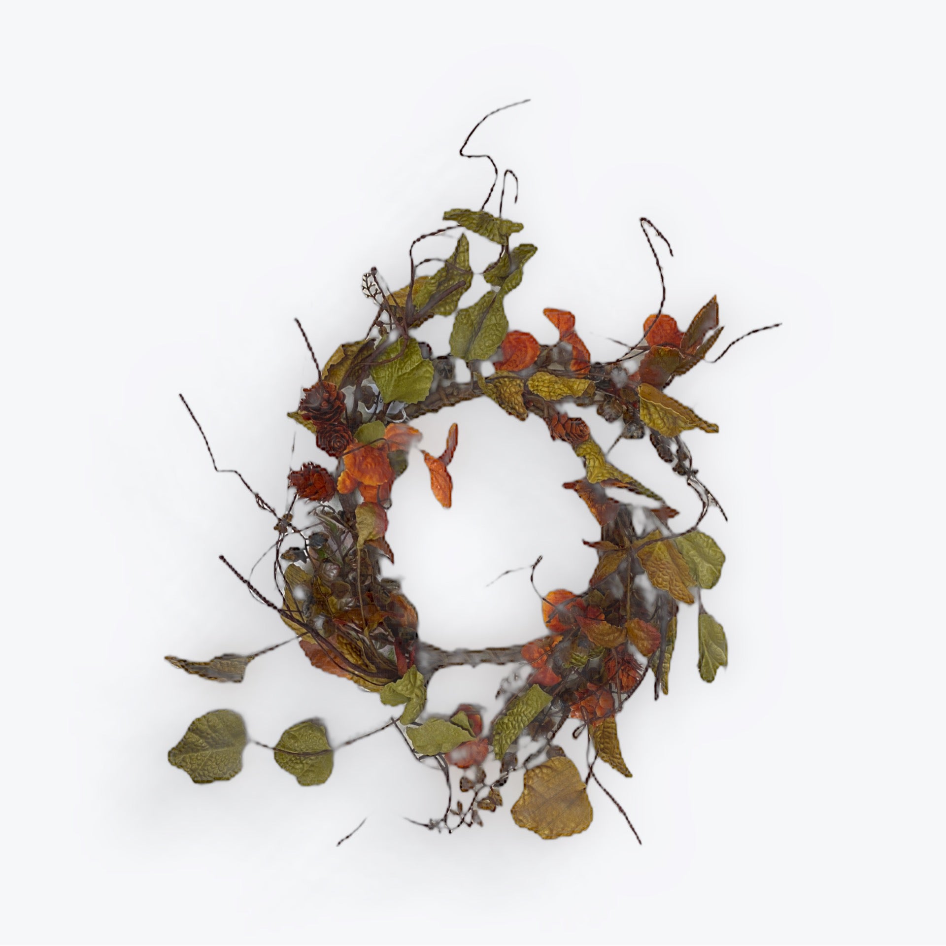 Candle Ring | Fall leaves w/Orange Pinecones