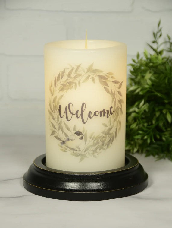 Eucalyptus Wreath bird candle sleeve
