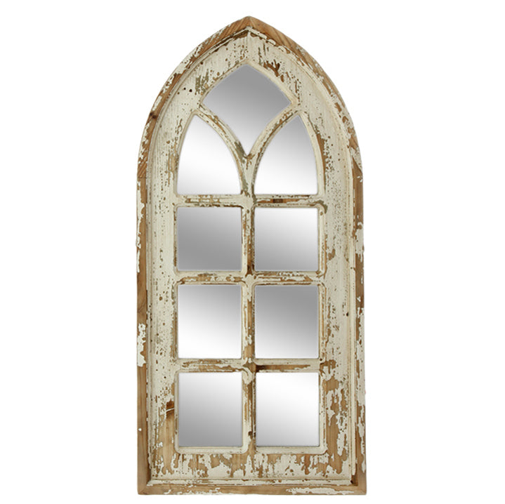 Arch Framed Distressed Wood Mirror | 30”H