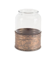 JAR IN HOLDER 6.5"DX9"H GLASS/METAL