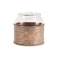JAR IN HOLDER 6.75"DX6.25"H GLASS/METAL