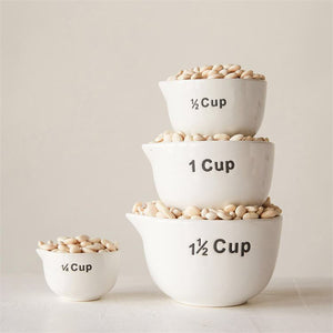 Stoneware Measuring Cups, 4pc set | 1.5, 1, 1/2, 1/4 cups