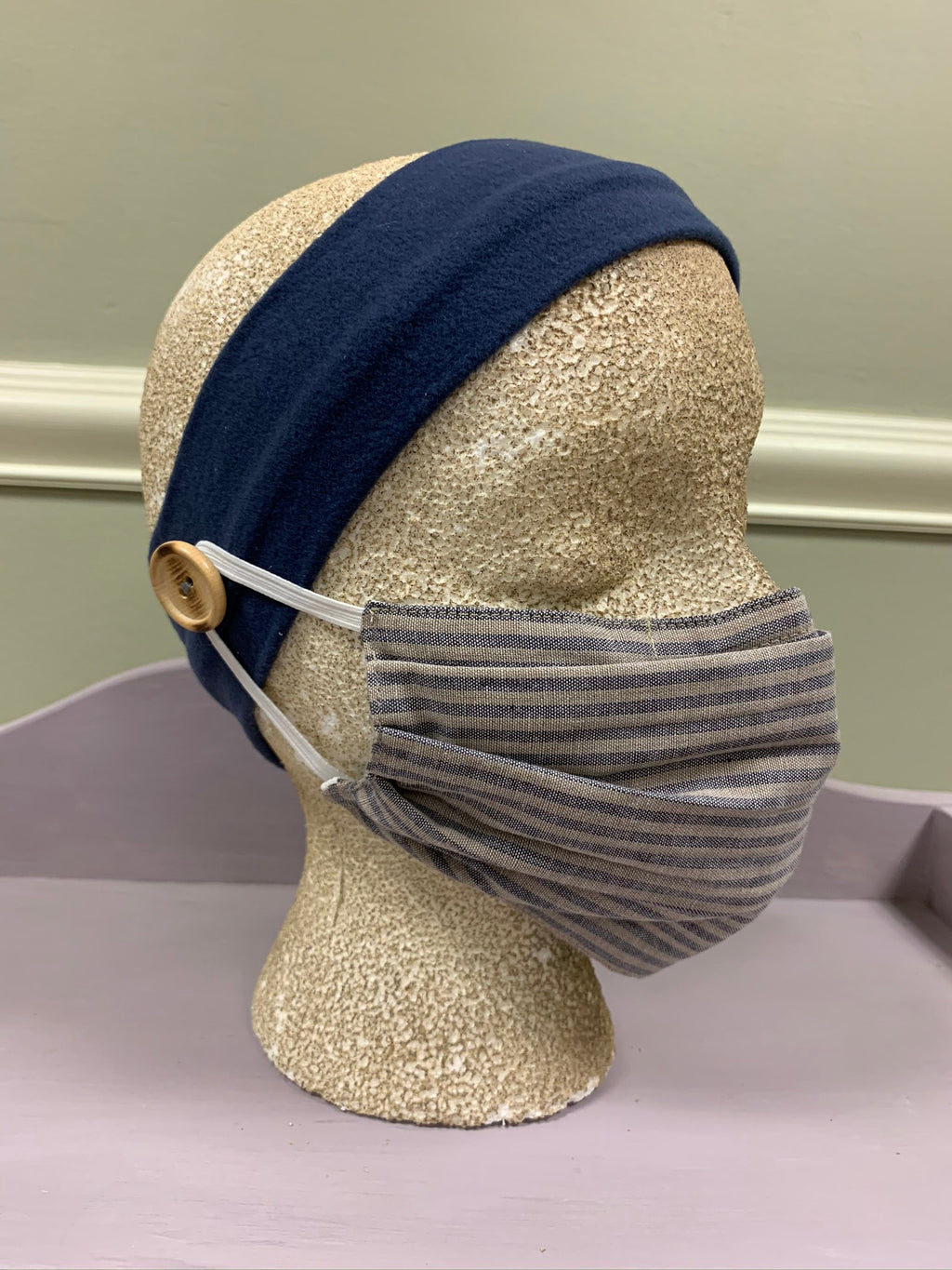 Navy {Button Headband}